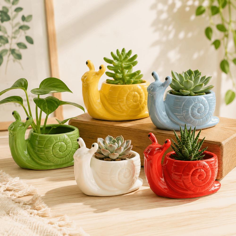 Snail Shape Ceramic Flower Pot Storage Box Potted Planter Succulent Flowerpot Desk Accessories