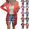 Women's Casual Long Sleeve Christmas Printed Cardigan With Pockets