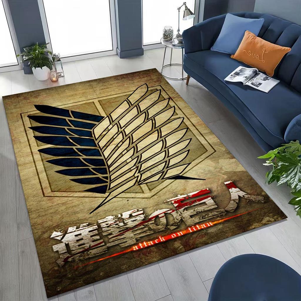 Anime Attack On Titan Eren Mikasa Cartoon Rug for Bedroom Living Room Sofa Home Doormat Decor,Kids Play Non-slip Floor Mat Gift