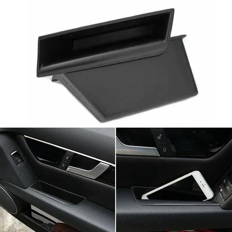 2 Pieces Car Storage Box Front Door Side Handle Organizer for Mercedes-Benz C Class W204 2008-2014 Black ABS Plastic