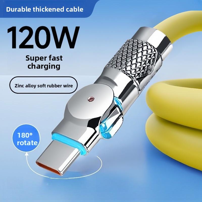 120 Вт 6 А USB Type C 180 градусов Быстрая зарядка для телефона USB C Кабель для передачи данных для Samsung 12 13 HUAWEI 1 м 1,5 м 2 м