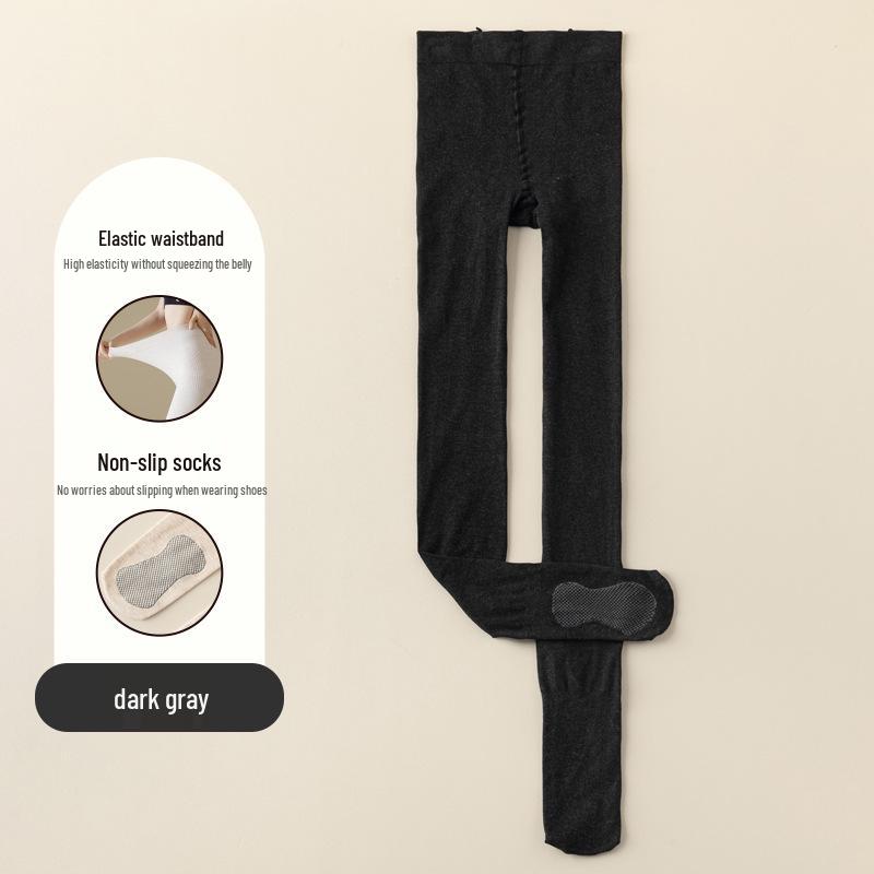 Бежевые женские черные хлопковые леггинсы - Готовые к зиме, Эффект голых ног, Плотные колготки