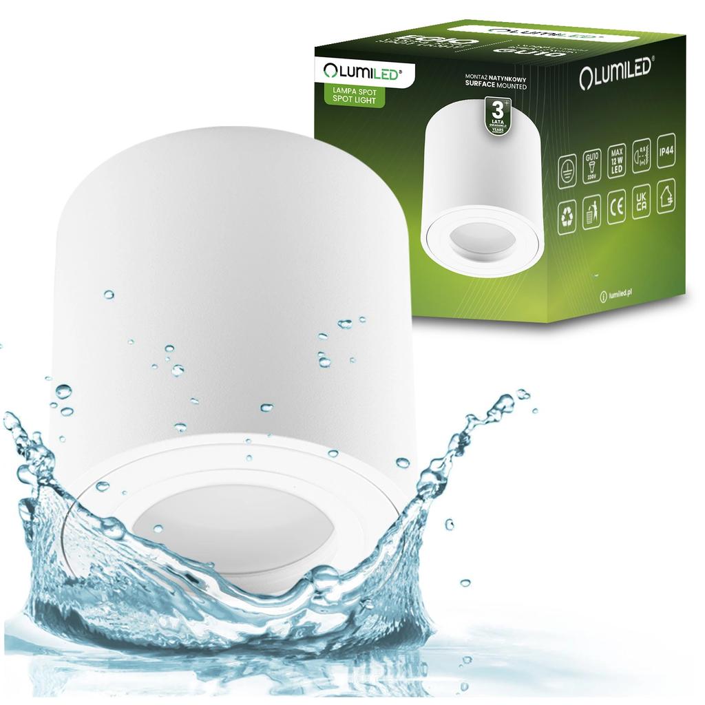 Surface-Mounted Halogen Fixed Luminaire Gu10 Round Ip44 Hermetic White 83Mm