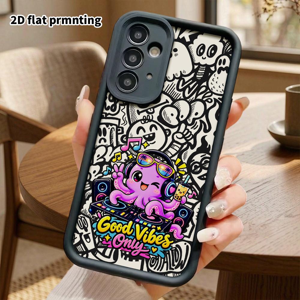 Phone Case: 2D Flat Samsung Galaxy A34 A35 M05 M06 S20 S22 S21 FE Plus 5G Protective Case, Purple Little Octopus, Christmas and Halloween Gift