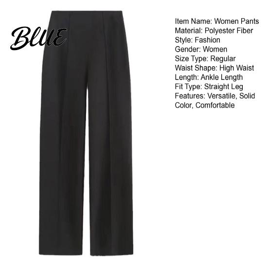 Slimming High Waist Trousers Women Pants Slim Fit Straight Leg Casual Solid Color Design Office Lady Long Daily Wear