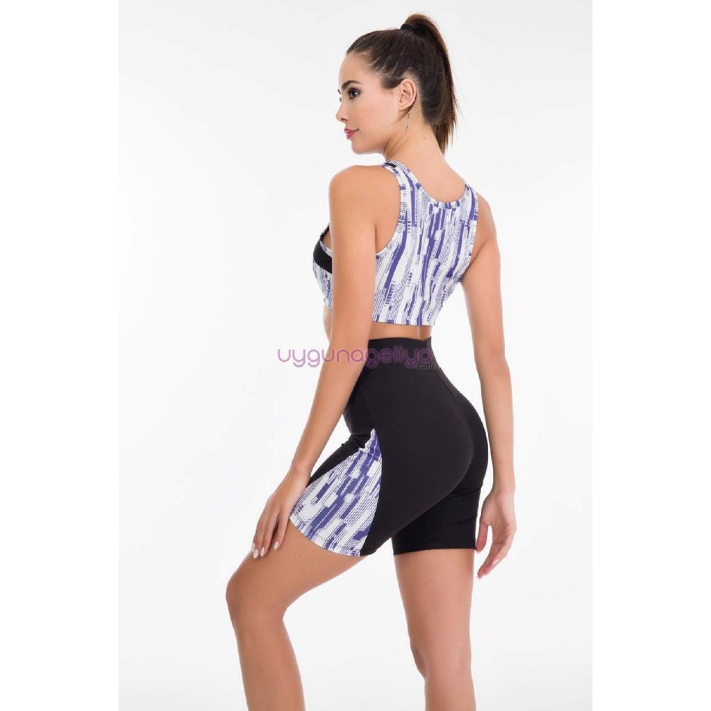 Женские короткие колготки-бюстье черного и синего цвета Lady 4005, спортивный комплект