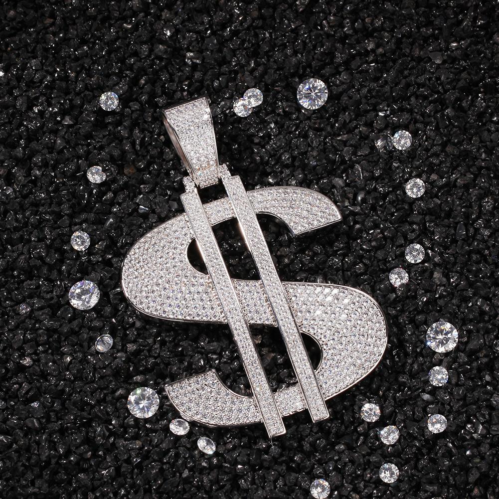 Хип-хоп властный большой кулон в долларах, ожерелье, медь, инкрустация цирконом, индивидуальный рэп, уличный стиль, модный бренд, мужские аксессуары