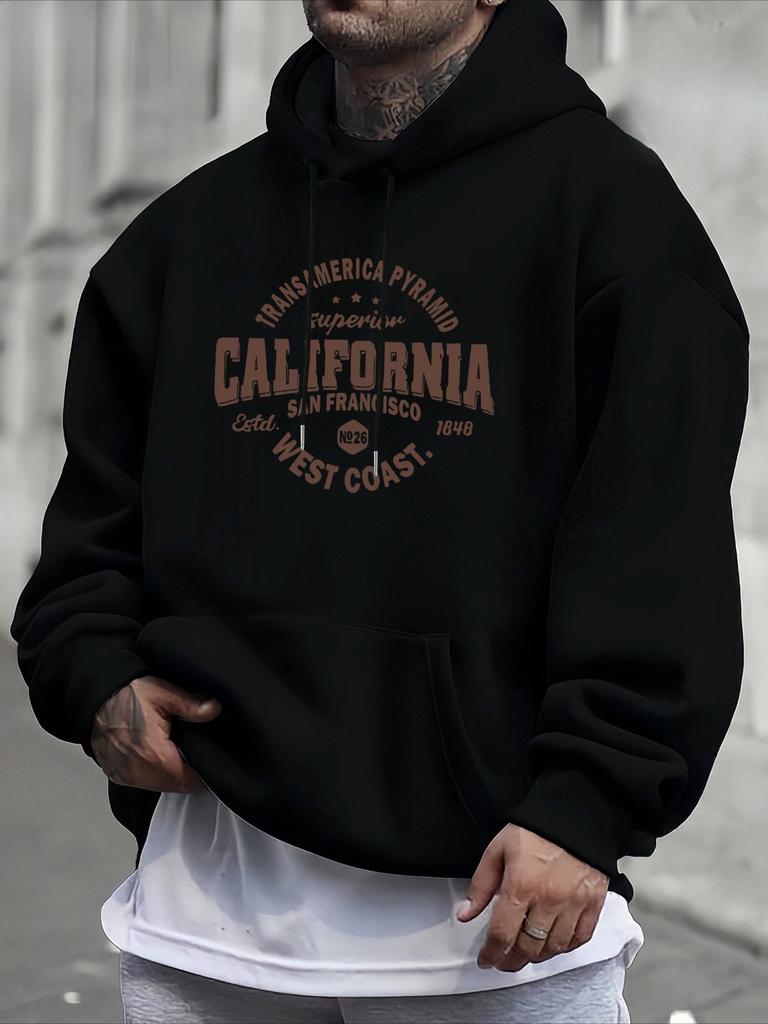 Men's California Pattern Pullover Sweatshirt, A Comfortable All-season Daily Travel and Casual Clothing