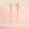 "Elegant Copper Zircon Star Chain Earrings, 18K Gold-Plated, Artistic Design"
