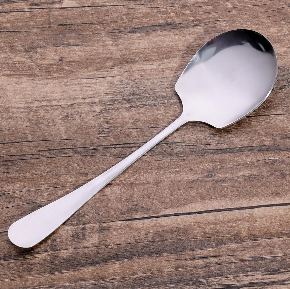 Large Stainless Steel Spoon Long Handle Spoons Kitchen Cutlery Porridge Soup Watermelon Scoops Restaurant Public Spoon Tableware