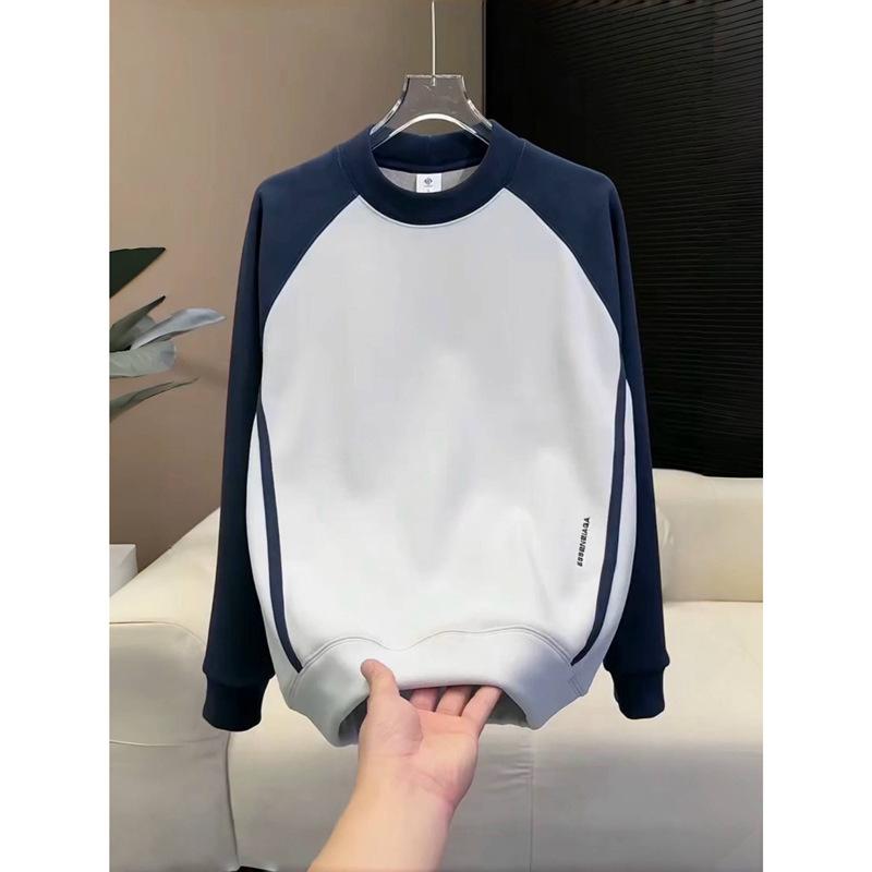 Men's Autumn Color Block Hoodie - Versatile, Trendy, Round Neck Streetwear Top