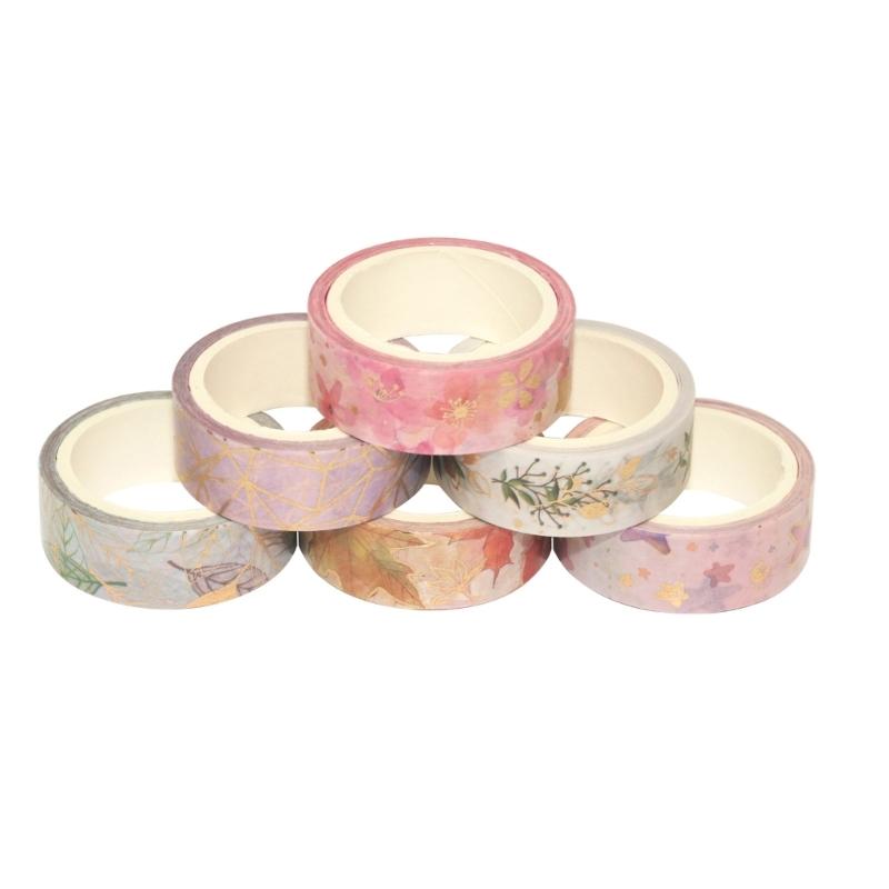 6 Rolls Gold Foil Washis Tape Artists Tape Decorative Tape Flowers Crafting Tape Hand Account Tape Craft Supplies