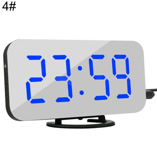 CO&LO Fashion Digital LED Mirror Dual USB Port Rechargeable Dimmer Snooze Alarm Clock