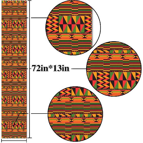Nepnuser Kwanzaa n Kente Table Runner Juneteenth Decorations n Trible National Holiday Party Supply Home Kitchen Decor 72Inches Long