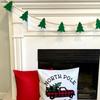 Christmas Tree Banner Garland  Merry Xmas Rustic Farmhouse Home Fireplace Mantle Wall Patio Front Door Porch Decoration Sign