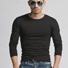 2023 Мужская приталенная однотонная рубашка-пуловер с длинным рукавом на осень/зиму