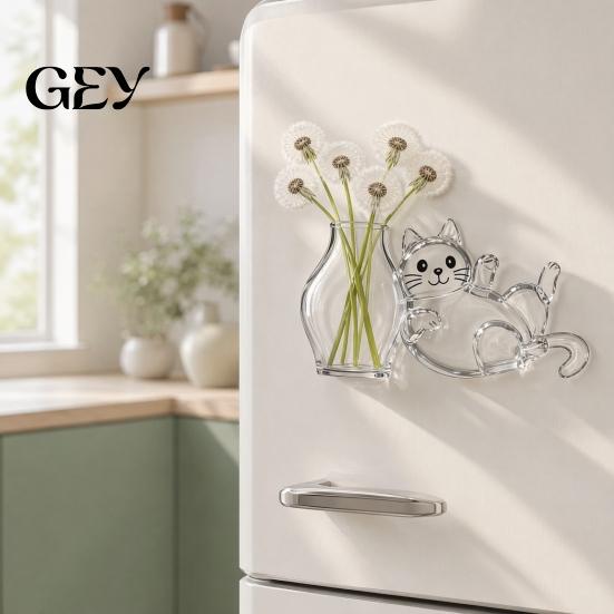 Cat Hair Storage Vase Whiskers Holder Refrigerator Magnet, Transparent Furs Keepsake Collector Fridge Pet Memorial Decoration for Home, Kitchen Shape