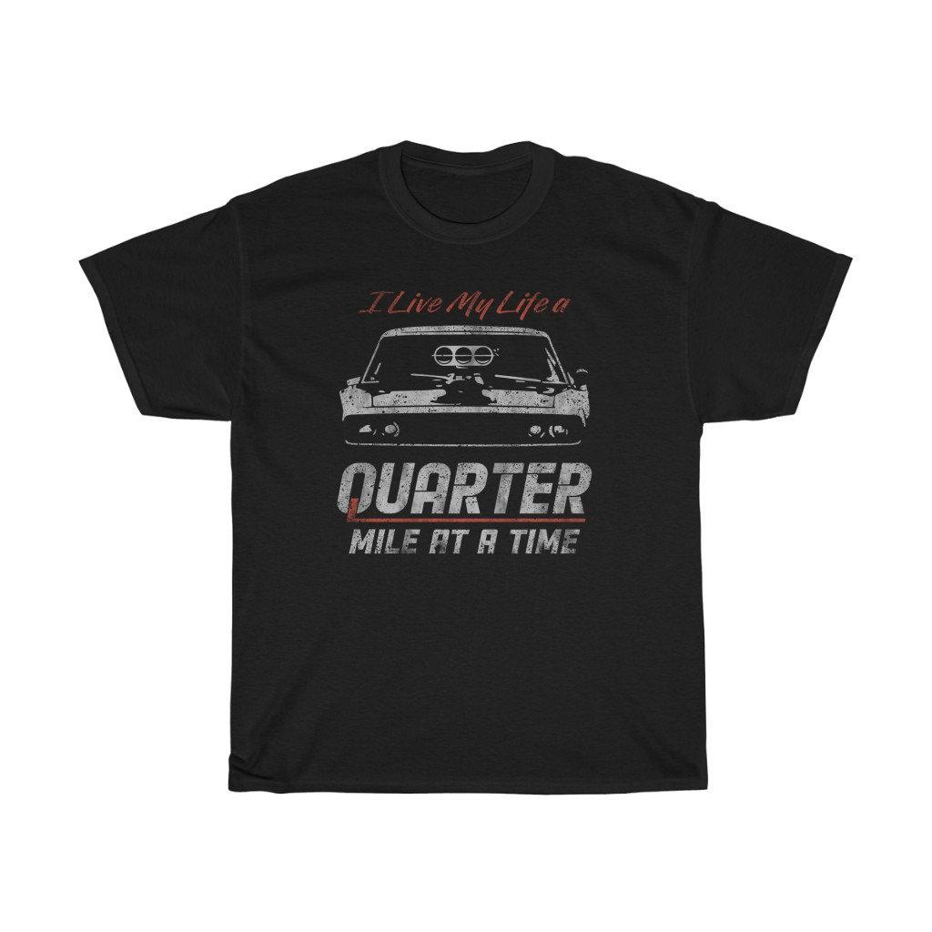 Quarter Mile At A Time Iconic Printed Pattern Unisex Cotton Tshirt Casual Retro Trend Street Style Unisex