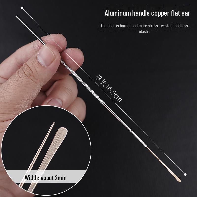 Набор инструментов для чистки ушей с алюминиевой ручкой: Большие и маленькие ложки-сверла, лопатка, ватная палочка, крючок для ушной серы, грибовидный сверло.