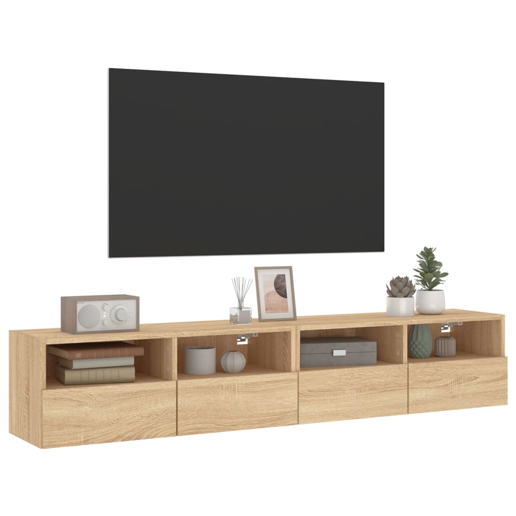 Vidaxl Ścienne Szafki Tv, 2 Szt., Dąb Sonoma, 80X30X30 Cm