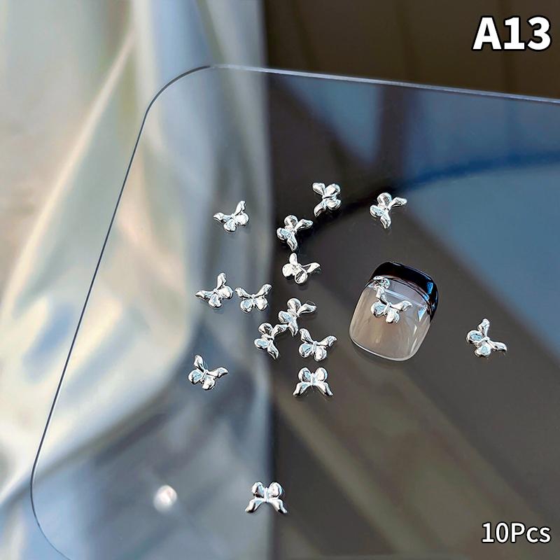 10 шт. роскошных кавайных бантиков для ногтей, 3D японский сплав, галстук-бабочка, украшения для ногтей, стразы, аксессуары для самостоятельного изготовления