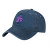 Jb Logo Washed Cotton Baseball Cap Classic Fit Unisex Adjustable Hat Black With Violet Embroidery Stylish Daily Wear Accessory