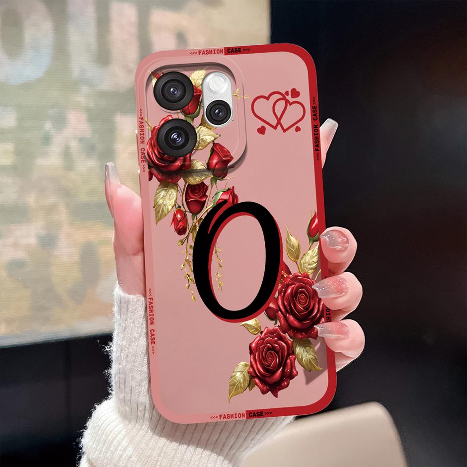 For Oppo Reno15 Pro Reno15 F Cases Luxury Rose 26 Letters Shockproof Silicone Cover For OppoReno15F Fundas OppoReno15 Pro Bumper