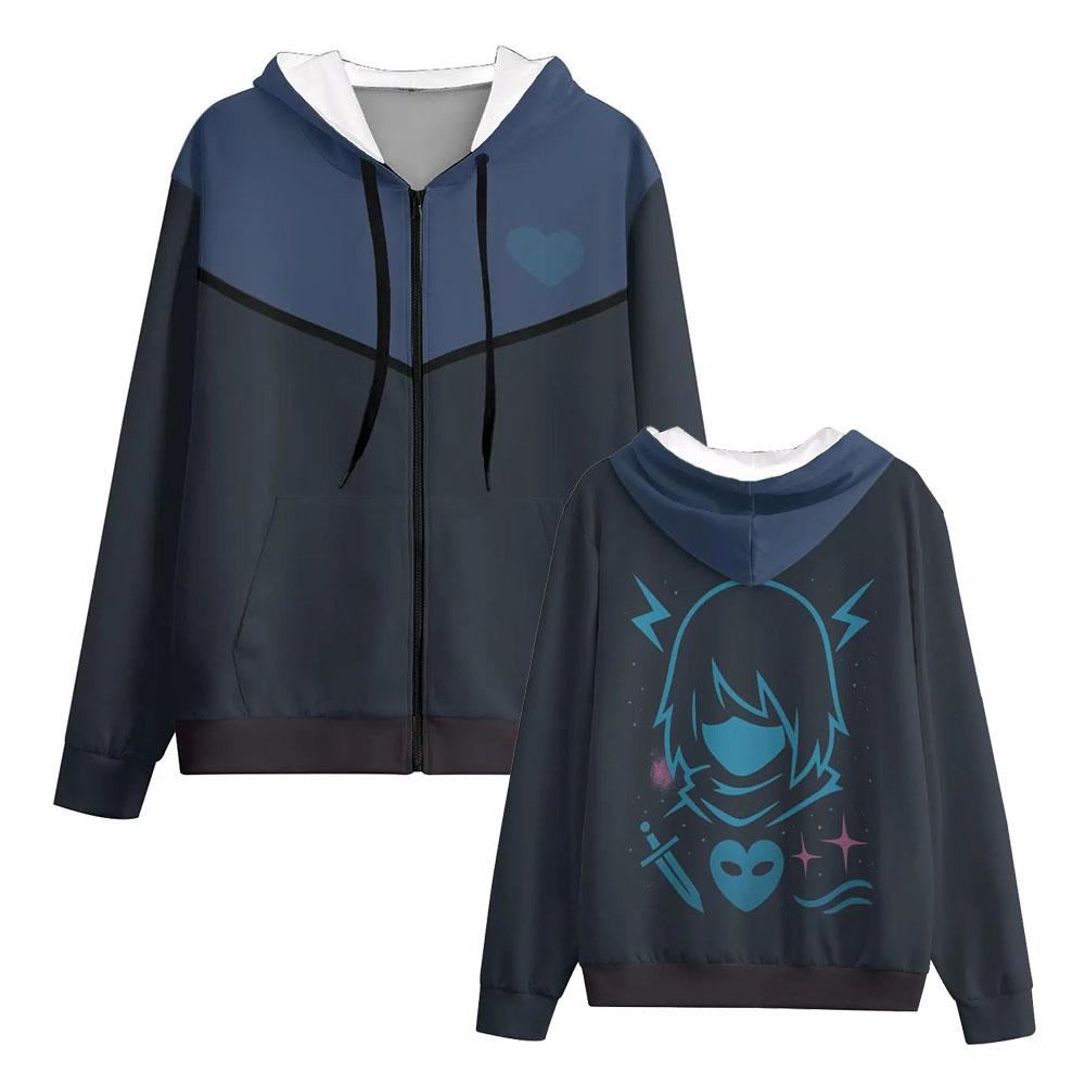 Kris Custom Cosplay Deltarune Толстовки на молнии Undertale Мужские Женские Толстовки с капюшоном на молнии Мультяшный Персонаж Графический Принт Топы