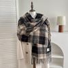Korean Style Plaid Scarf Women Winter Warm Fashionable Red Christmas