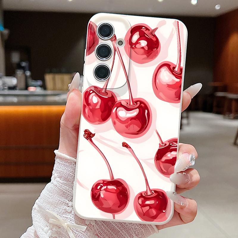 Милый Чехол С Принтом Вишни Для Samsung A18 A57 A37 A17 A56 A36 A26 A16 A55 A35 A25 A15 A54 S21 FE S22 S23 S24 Plus S25 S26 Ultra Мягкая Крышка