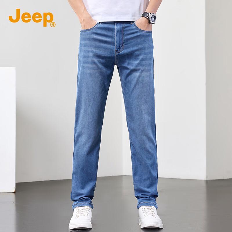 Jeep Мужские летние джинсы прямого кроя из тенселя лиоцелла