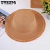 Solid Color Simple Summer Straw Hats Women Spring Summer Wide Brim Rough Selvedge Outdoor Breathable Foldable Beach Sun Hats