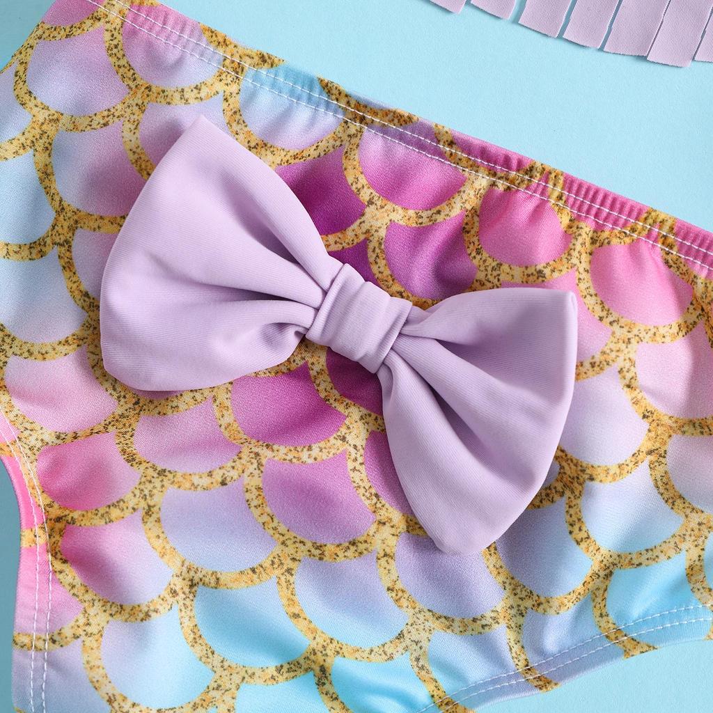 Girls' Mermaid Tassel Bikini Set - Summer Split Swimsuit for Children