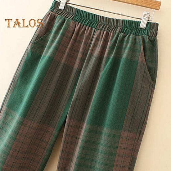 2 шт./компл. женская футболка и брюки комплект плюс размер домашней одежды наряд соответствующего цвета клетчатый принт круглый вырез с короткими рукавами топ широкие эластичные свободные брюки