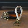 Creative Handmade Cowhide Keychain with Retro Bell & Alloy Horseshoe Buckle