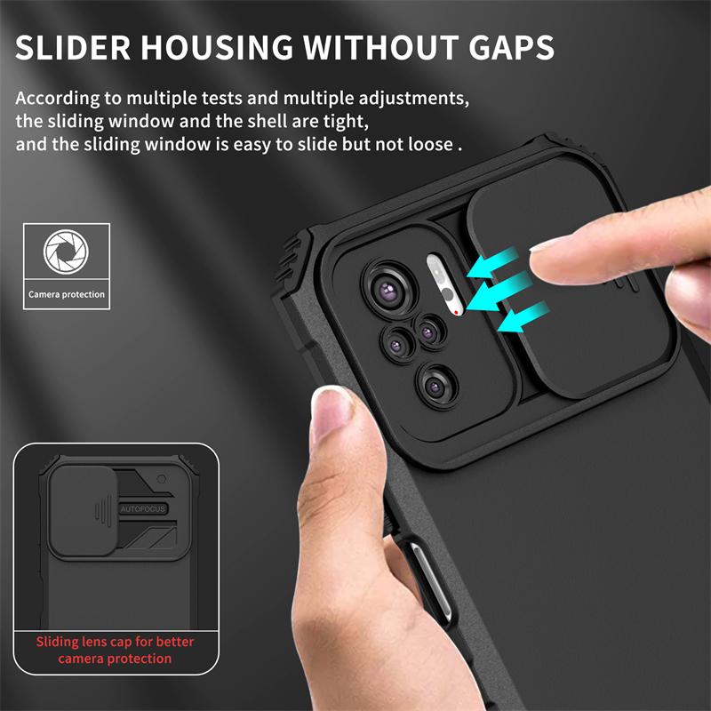 Для Xiaomi Poco M5S чехол Push Pull Camera Protection Phone Case для Poco M5S 4G M5 S M5S 6.43 Stand Противоударный бронированный чехол на заднюю панель