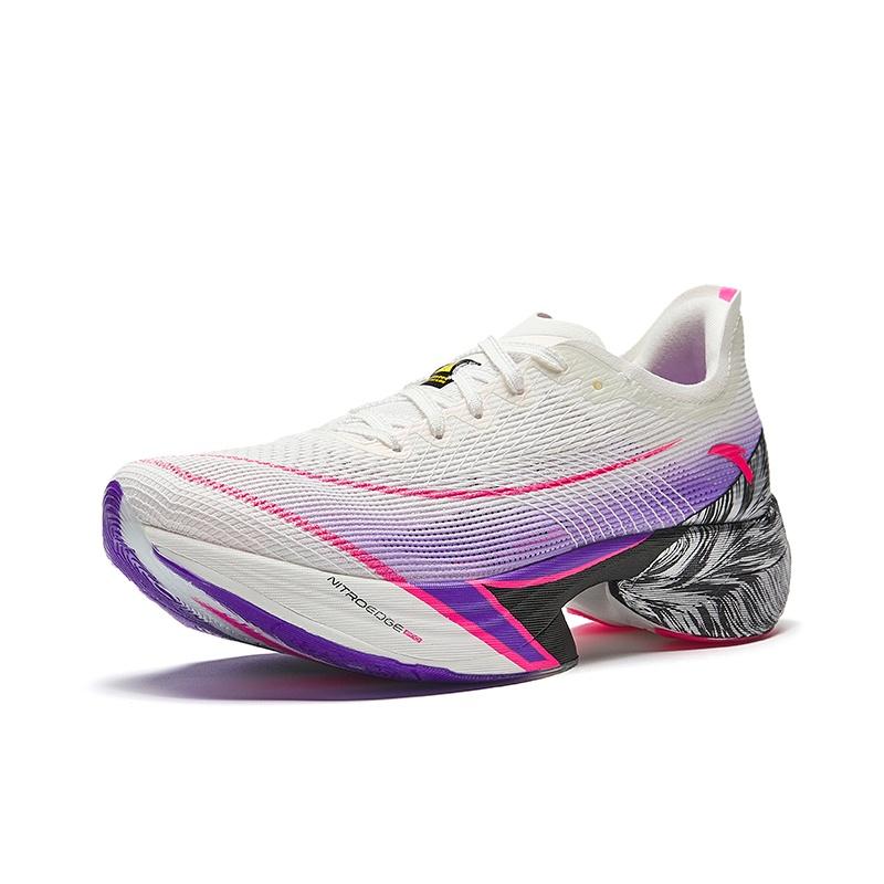 Anta C10 Pro Slip Resistant And Breathable Low top Marathon Running Shoes Women's White Purple Pink 122445574-6
