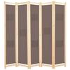 VidaXL Room Divider 5 Panels Brown 200 X 170 X 4 Cm Fabric