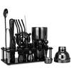 20pcs Black/Rose Gold/Silver 800/750/600ml Boston Shakers Bartender Kit Cocktail Shaker Set Bar Tools Stand Cocktail Recipe
