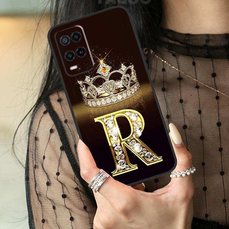 Чехол с золотым мраморным монограммой буквы для Oppo A16 A76 A96 A17 A18 A60 A80 A40 A38 A58 A78 A98 A94 A74 A54 A15 A57 A77 A5 Pro