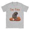 Amazing Punch Monkey Hugging Plush Im Fine TShirt Unisex Women Round Neck Pure Cotton T Shirt Short Sleeve Tees Classic Clothing