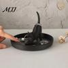 Минималистичный поднос для туалетного столика, 3D-печатный лоток для кошачьих украшений, Настольный органайзер для колец, сережек в керамическом стиле, Милый котенок, декоративная тарелка для хранения, Декор для дома