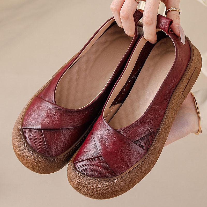 Feerldi ретро кросс кожаные балетки женские высочайшего качества из натуральной кожи лоферы дизайнерские туфли слипоны с мелким вырезом мамины комфортные мокасины