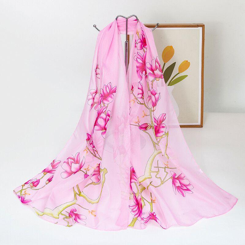 Spring Scarf Women's Chiffon Printed Thin Silk Scarf Shawl Dual-use Gift Women's Scarf Headband