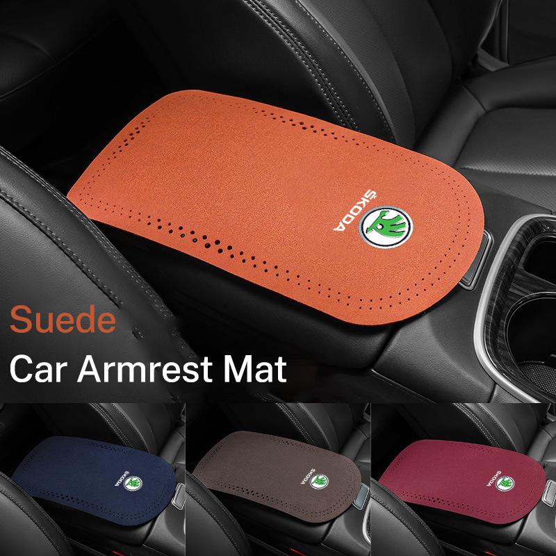 Car Interior Accessories Armrest Cushion Car Armrest Soft Pad Fur Mat For Skoda octavia fabia rapid yeti superb octavia A5 A7 fsjn24