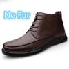 Мужские повседневные туфли из натуральной кожи с высоким верхом, классические, деловые, ботильоны, деловые ботинки на шнуровке, теплые плюшевые зимние ботинки с мехом