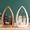 Holy Family Resin Figurine Nativity Advent Statue Joseph Virgin Mary Birth of Jesus Sculpture Home Office Desktop Decoration Ornament