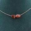 Stones and Minerals. Necklace 2 Beads Red Rutile Quartz from Brazil Steel Chain Necklace for Women, Men. Customizable Size.