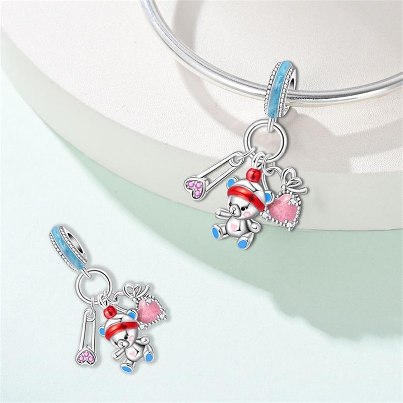 Новые медные charms Медведь Коала Семья Лиса Милый питомец Бусина Подходит для 3 мм Оригинальные браслеты DIY украшения Подарок на день рождения
