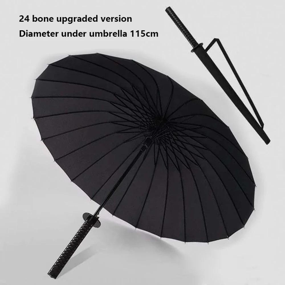 Simple Samurai Umbrella with Long Handle Japanese Umbrella Katana Chinese Household Straight Rod Umbrellas Windproof Rain Gear